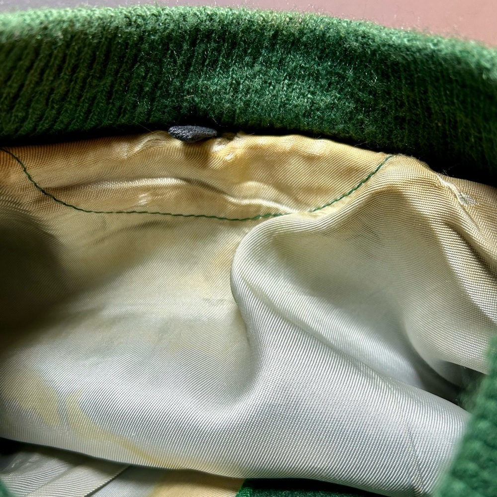VNTG 1980s' Green and Tan Varsity H.S. Jacket, Men's Size 42 - Picture 15 of 15